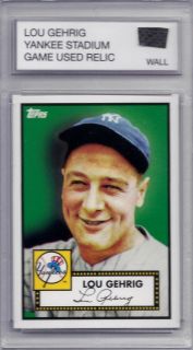 Lou Gehrig 1952 Topps Reprint card Authentic Yankee Stadium Wall w