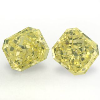 Fancy Yellow Loose Natural Diamond Matched Pair Radiant