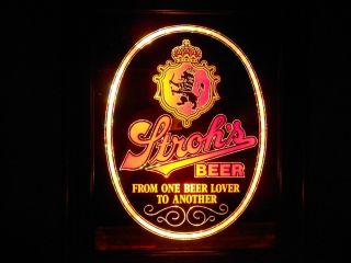 Vintage Strohs Light Up Sign Liquor Beer Whiskey Bar Man Cave Strohs