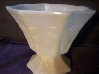 Anchor Hocking Milk Glass Compote Grape Pattern S2906