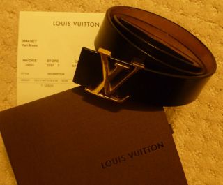 Louis Vuitton LV Mens Dress Glace Black Belt w Receipt 100 Authentic