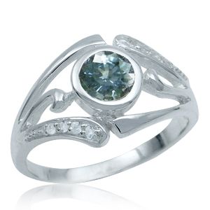 Designer Silver Ring Genuine Alexandrite Clear Topaz Astral 6 US 1