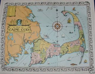 1932 CAPE COD MAP by Walter M Gaffney  VINTAGE      USA