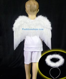 feather angel wings & marabou headband halo angel bird macaw costume