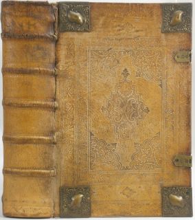 Bible German Martin Luther Folio Wood w Brass Engravings RARE