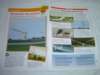 Macready Gossamer Albatross Airplane Booklet Brochure