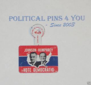 Pin Pinback Button Political Tab Lyndon B Johnson LBJ