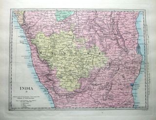 India Madras Presidency Mysore SDUK Hand Coloured Antique Map 1857