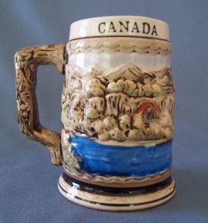 Pottery Hand Painted Souvenir Niagara Falls Canada Stein Mug Cup Japan