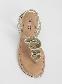 Guess Madlyn Sandals Flip Flops Thongs Gold Leather Shoes US 8 8 5 9