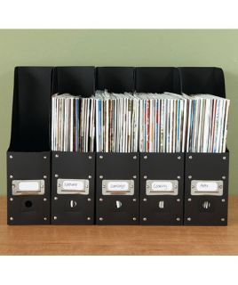 New Black Set of 5 Magazine File Holder Office Desk Storage Organizer