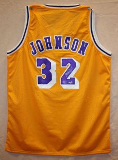 Magic Johnson Autographed La Lakers Gold Jersey Authenticated by AAA