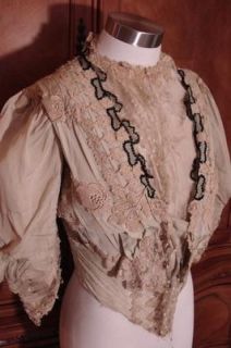 Antique Edwardian Signed Maguire Silk Lace Dress Bodice