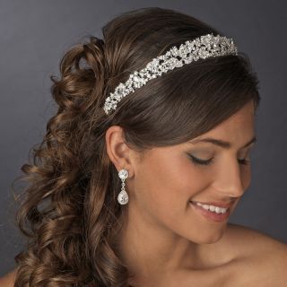 Majestic Silver Plated CZ Cubic Zirconia Wedding Bridal Headband Tiara