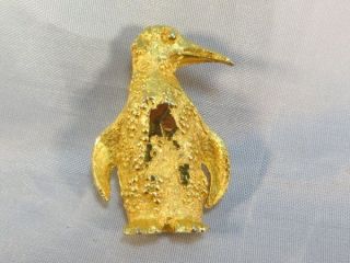 Vintage Mamselle Faux Gold Nugget Penguin Brooch Pin Jewelry