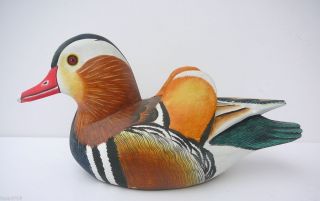 10 Mandarin Duck Decoy Handmade Wood Signed by Artist