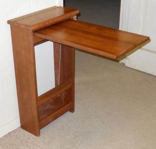 Cherry Stained Maple Hardwood Wall Table with Magazine Holder RV Van