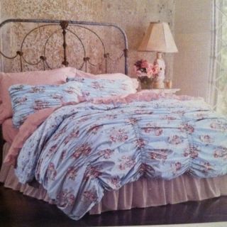 NEW simply shabby chic QUEEN DUVET cover 2 SHAMS cabbage rose RACHEL