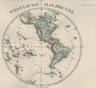 Western Hemisphere Map Authentic 1876 (Dated) Hand Colored Very