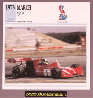 1973 March 732 F2 Jean Pierre Jarier Race Car Spec Card