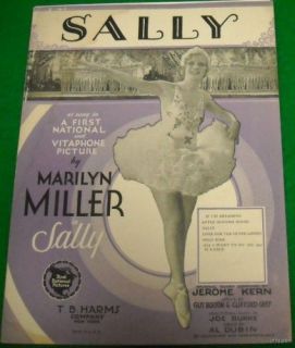 Sheet Music Sally Jerome Kern Marilyn Miller
