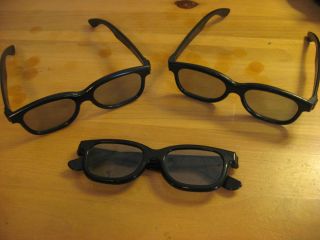 Pairs of 3D glasses Black Plastic from movie theater Imax imaging 3D