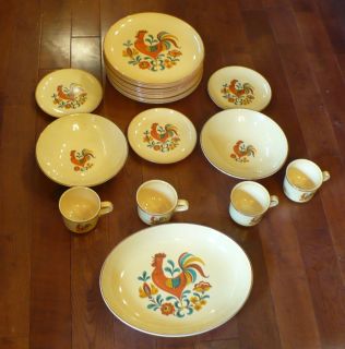 Vintage Taylor Smith Taylor Reveille ROOSTER DISHES China Set Plates