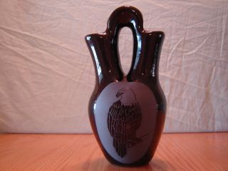 Maria Adelicia Pueblo Pottery Black Bald Eagle Wedding Vase 2003