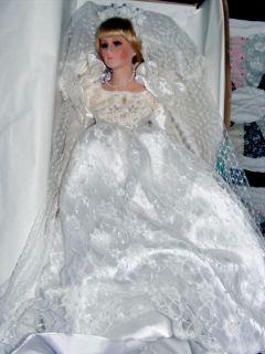 Brinns Towel 1994 Porcelain Diana The Bride Doll 22 In