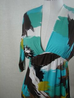 Womens Neiman Marcus Renee C Brushed Aqua Kaftan Dress Medium Rayon V