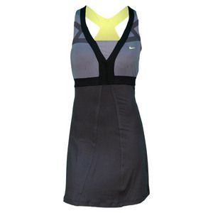 New Nike Maria Sharapova Ace Night Tennis Dress Charcoal Yellow Black
