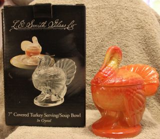 Smith Crystal Airbrushed Turkey Server Soup Bowl