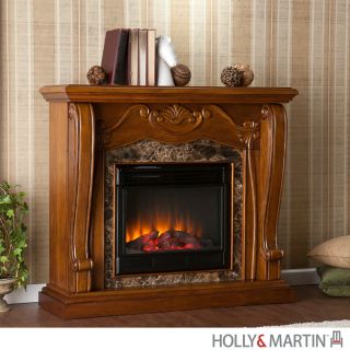ELECTRIC FIREPLACE Mahogany Ornate Carvied Wood Heater HOLLY & MARTIN