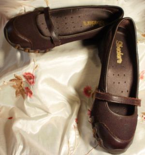 SKECHERS SIZE 6 1 2 M MARY JANES BROWN STYLE 21269 SASSIES LEATHER