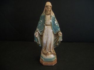 Vintage Virgin Mary P P Depose Chalkware Statue Made in Italy 6 25