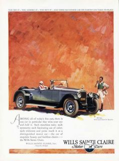 Wills Sainte Claire Car Ad 1925 Roadster Marysville Michigan