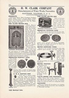 1929 HW Clark Co Mattoon IL Ad Water Works Products