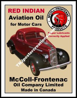  Indian Motor Oil Promotional Poster McColl Frontenac Made in Canada