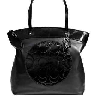 NEW Coach Signature Laura Black Leather Tote Handbag Purse F18336