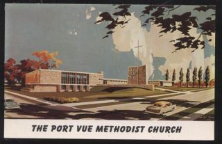 Postcard McKeesport PA Port Vue Methodist Church 1950S