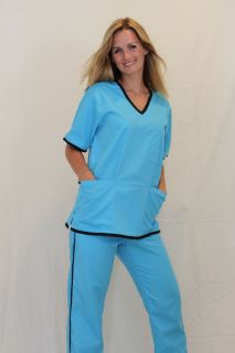 Medical Nursing Scrubs Natural Uniforms Contrast Trim Sets XS s M L XL