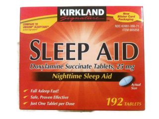 Kirkland Sleep Aid Doxylamine Succinate 25 MG 192 Tablets Sleeping