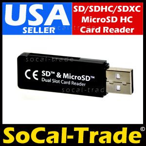 MicroSD HC SDHC Dual Memory Card Reader USB for 1GB 2GB 4GB 8GB 16GB