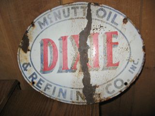 Oil Gas Advertising Porcelain Sign Dixie McNutt Antique Old