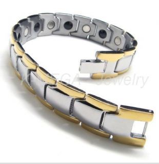 Stainless Steel Silver Gold Mens Bracelet