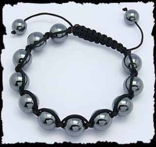 Mens Shamballa Bracelets Hematite Bead Bracelets 11 12mm Balls 54mm