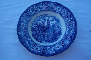 Staffordshire Liberty Blue Ironstone Independence Hall Dinner Plates
