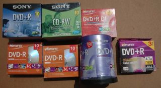 Blank CD DVD Lot Sony and Memorex Discs DVD R DVD R CD RW DL