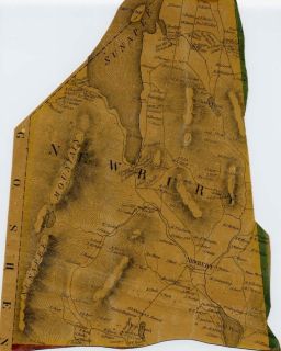 Antique Wall Map Fragment Newbury NH 1858 Merrimack