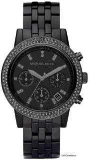 Michael Kors MK5527 Blackout Ladies Chronograph Watch Plastic Acrylic